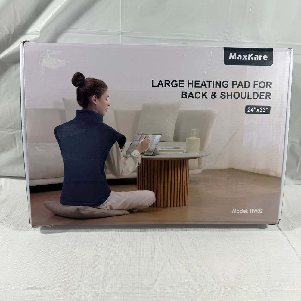 Maxkare Large Heating Pad for Back And Shoulder Pain Relief 24 in x 33in Navy